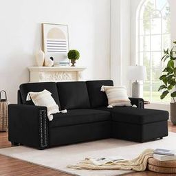 home lifestylez Solace 3 Seater Pull Out Sofa cum Bed In Black Colour-picture-23