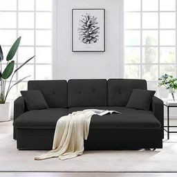 home lifestylez Universe 3 Seater Pull Out Sofa cum Bed In Black Colour-picture-32