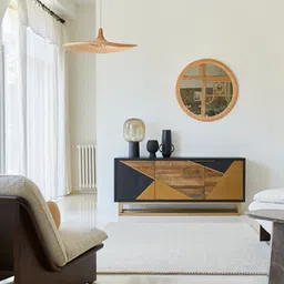 woodenmood Poulain Solid Wood Sideboard in Walnut Finish-picture-1