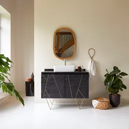 woodenmood Sine Solid Wood Sideboard in Rustc Black Finish-picture-3