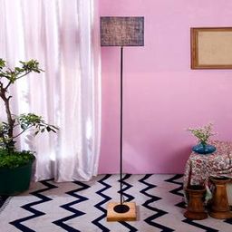 devansh Earvin Blue Cotton Shade Floor Lamp-picture-11