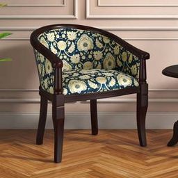 urban ladder Florence Accent Chair in Blue Floral Damask Print Mahogany Colour-picture-42
