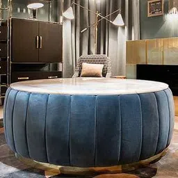 Round Solid Wood Coffee Table in Velvet Finish-image-81