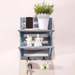 woodenmood Blue Solid Wood Wall Shelf-picture-28