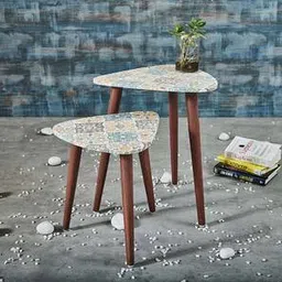 a tiny mistake Solid Wood Side Table in Blue & Mustard Finish-picture-20