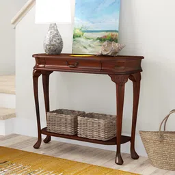 new shilpi handicrafts Maller Solid Wood Console Table in Brown Finish-picture-22