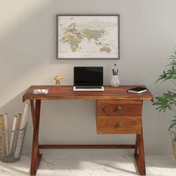 globally indian Mej Solid Wood Study Table in Brown Finish-picture-9