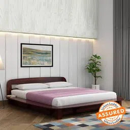 woodenmood Louis Solid Wood King Size Non Storage Bed in Walnut Finish-picture-39