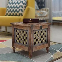 wooden twist Beautiful Solid Wood Side Table in Brown Finish-picture-30