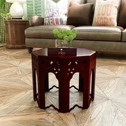 wooden twist Wooden Solid Wood Side Table in Walnut Finish-picture-43