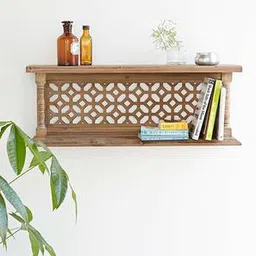 woodenmood Brown Solid Wood Wall Shelf-picture-31