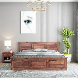 woodenmood Stainfield Solid Wood Queen Size Box Storage Bed in Teak Finish-picture-26