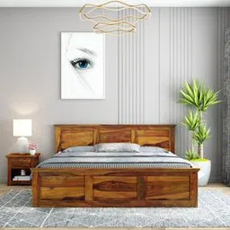 woodenmood Unicorn Solid Wood Queen Size Drawer Storage Bed in Honey Oak Finish-picture-47