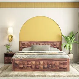 woodenmood Diamond Solid Wood King Size Drawer Storage Bed in Teak Finish-picture-42