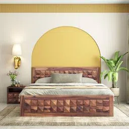 woodenmood Diamond Solid Wood Queen Size Drawer Storage Bed in Teak Finish-picture-46