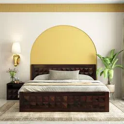 woodenmood Diamond Solid Wood Queen Size Drawer Storage Bed in Walnut Finish-picture-14