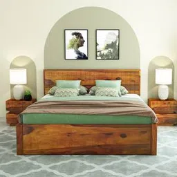 woodenmood Xiomara Solid Wood Queen Size Box Storage Bed in Honey Oak Finish-picture-12