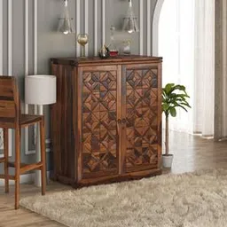 woodenmood Solid Wood Bar Cabinet in Provincial Teak Finish-picture-46