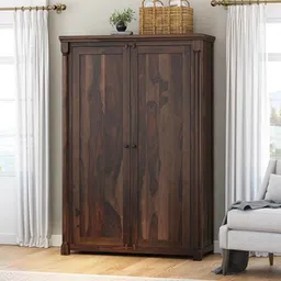 woodenmood Claire Solid Wood Door Wardrobe in Provincial Teak Finish-picture-9