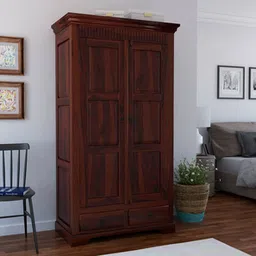 woodenmood Parker Solid Wood Door Wardrobe in Mahogany Finish-picture-36