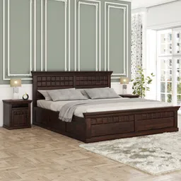 woodenmood Prashiv Solid Wood Queen Size Box Storage Bed in Dark Walnut Finish-picture-10