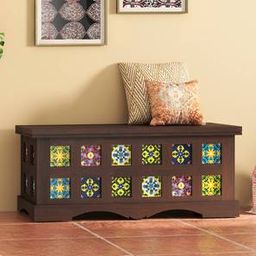 urban ladder Azul Solid Wood Bench in Brushed Walnut Brown Finish-picture-2