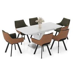 urban ladder Caribu 4 to 6 extendable dining table with set of 6 Casey Swivel Dining Chair-picture-49
