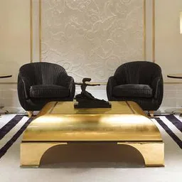 Square Solid Wood Coffee Table in Gold Finish-image-50