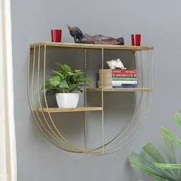woodenmood Gold Solid Wood Wall Shelf-picture-43