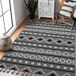 saraswati global Grey Abstract Hand Woven Wool Carpet-picture-36