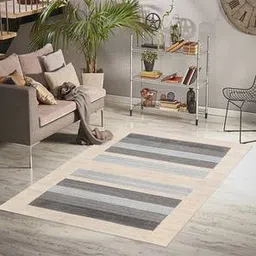 saraswati global Ivory Stripes Hand Woven Wool Carpet-picture-41