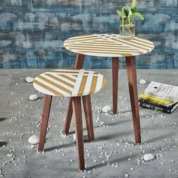 a tiny mistake Solid Wood Side Table in Gold & Cream Finish-picture-27