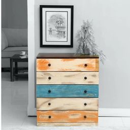 globally indian Asher Solid Wood Chest of 5 Drawers in Rustic Finish-picture-5