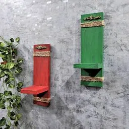 disoo fashions Reva Multicolor Solid Wood Wall Shelf-picture-41