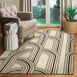 saraswati global Glencoe Coral Reef Stripes Hand Tufted Wool 4 X 6 Feet Carpet-picture-41