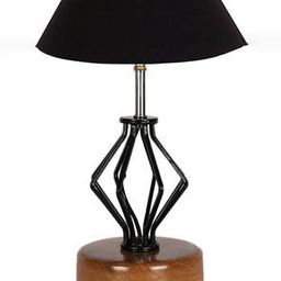 devansh Avianna Black cotton Table lamp with Wood & Iron Base-picture-22