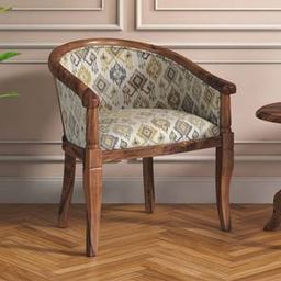 urban ladder Florence Accent Chair in Mustard Mist Ikat Teak Colour-picture-8