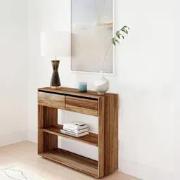 woodenmood Perla Solid Wood Console Table in Natural Finish-picture-22