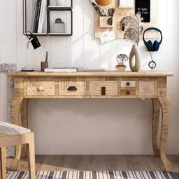 woodenmood Ramore Solid Wood Study Table in Natural Finish-picture-5