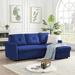 home lifestylez Scarlet 3 Seater Pull Out Sofa cum Bed In Blue Colour-picture-42