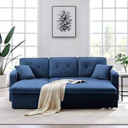 home lifestylez Universe 3 Seater Pull Out Sofa cum Bed In Blue Colour-picture-1