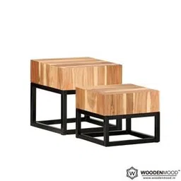 woodenmood Harlin Solid Wood Side Table in Natural & Black Finish-picture-3