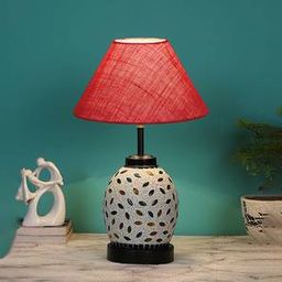 devansh Braelynn Pink Jute Glass Table Lamp With Iron Base-picture-48