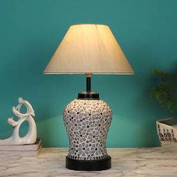 devansh Raven Off-White Cotton Glass Table Lamp With Iron Base-picture-37