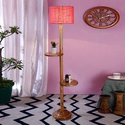 devansh Ivana Pink Cotton Shade Floor Lamp-picture-16