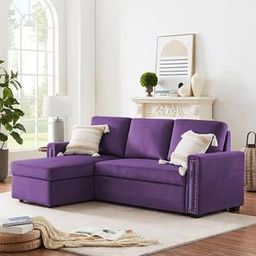 home lifestylez Solace 3 Seater Pull Out Sofa cum Bed In Purple Colour-picture-5