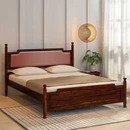 Domino Solid Wood King Size Non Storage Bed in Provincial Teak Finish-image-50