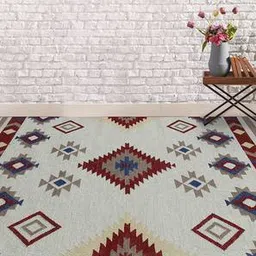 saraswati global Red Abstract Hand Woven Wool Carpet-picture-16