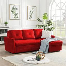 home lifestylez Scarlet 3 Seater Pull Out Sofa cum Bed In Red Colour-picture-45