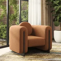 urban ladder Reno Lounge Chair in Rust Himalaya Boucle American Walnut Colour-picture-7